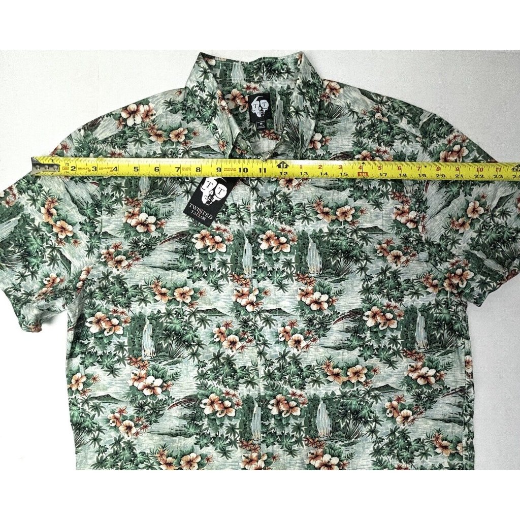 Twisted Tailor Mens Hawaiian Hibiscus All Over Cotton Button Up Shirt Medium Nwt — image 4 of 8